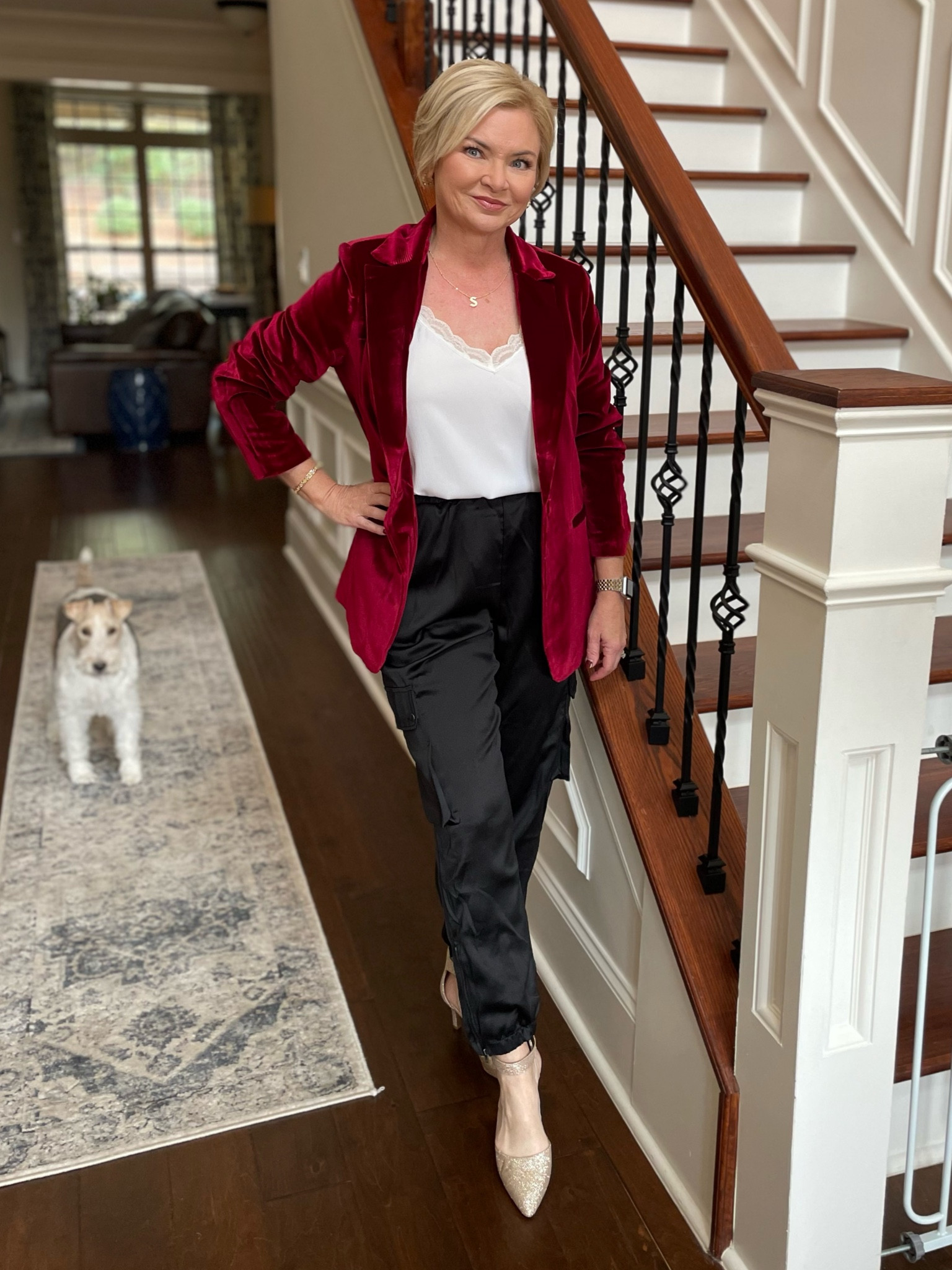 Wearing Small blazer, cami & pants

Holiday outfit
Holiday party
Velvet
Cargo pants 
Blazer
Petite

#LTKHoliday #LTKover40 #LTKfindsunder100