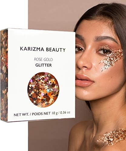KARIZMA Holographic Rose Gold Glitter. 10g Chunky Face Glitter, Hair Glitter, Eye Glitter and Body G | Amazon (US)