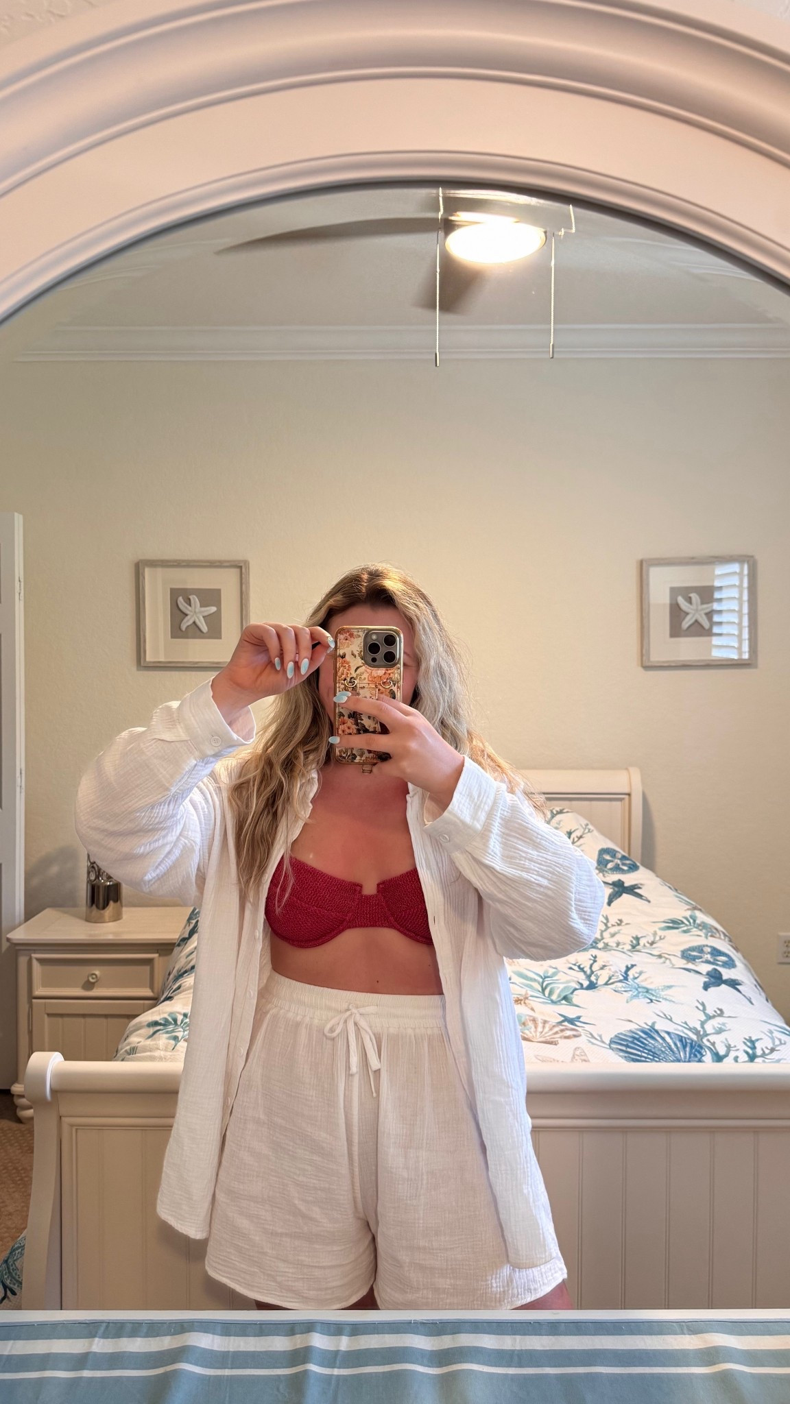 My go to beach vacation outfit. Vacation outfits beach 🌊☀️🐚 Vetchy Laguna swimsuit full coverage bottom, I own SIX!Large top & xl bottom. Shorts set wearing a large. I own it in 2 colors!

#LTKTravel #LTKSwim #LTKMidsize