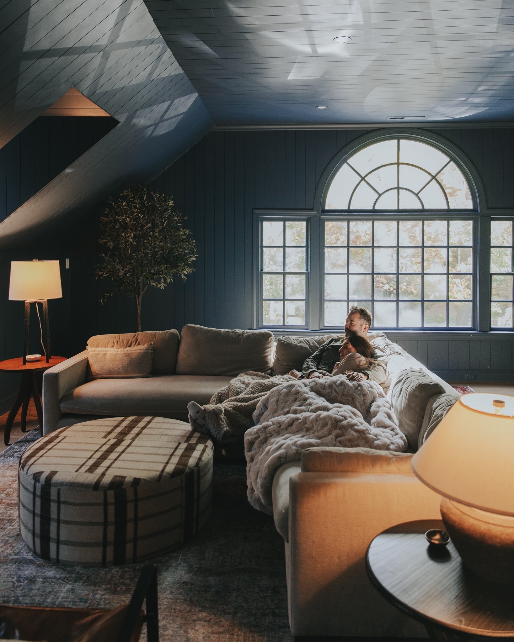 Wrapped in our cozy blankets on our Interior Define sectional in the bonus room. 

#LTKhome