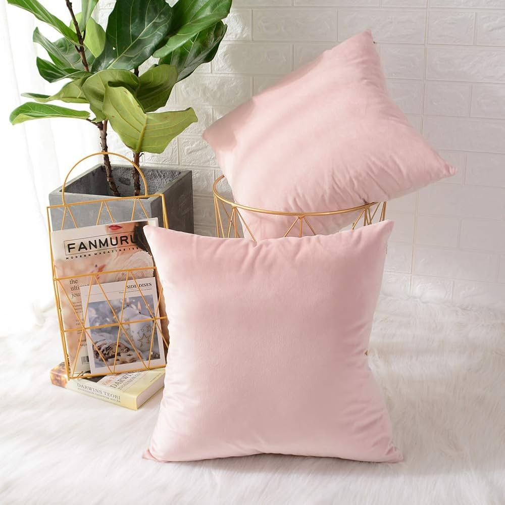 MERNETTE Pack of 2, Velvet Soft Decorative Square Throw Pillow Cover Cushion Covers Pillow case, ... | Amazon (US)