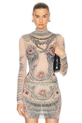 Printed Soleil Long Sleeve High Neck Top | FWRD 