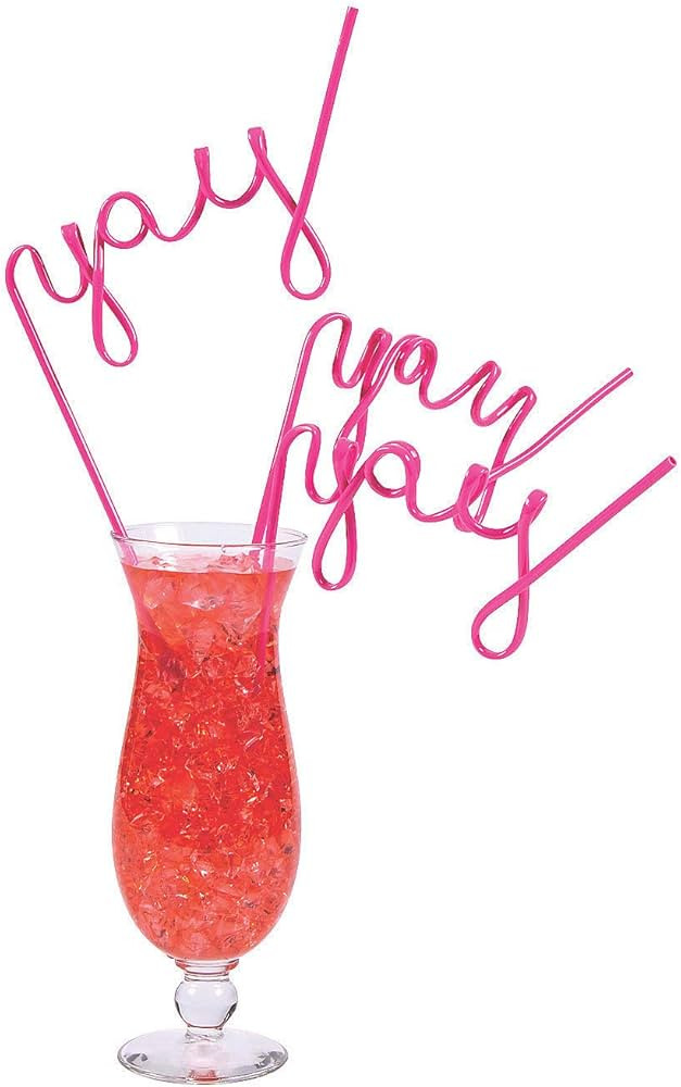 Fun Express Yay Drinking Straws, Set of 6 Cursive Word Crazy Straws, BPA Free Plastic, Reusable f... | Amazon (US)
