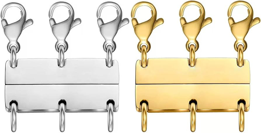 Layering Magnetic Necklace Clasp,18 K Gold and Silver Separator for Stackable Necklaces | Amazon (US)