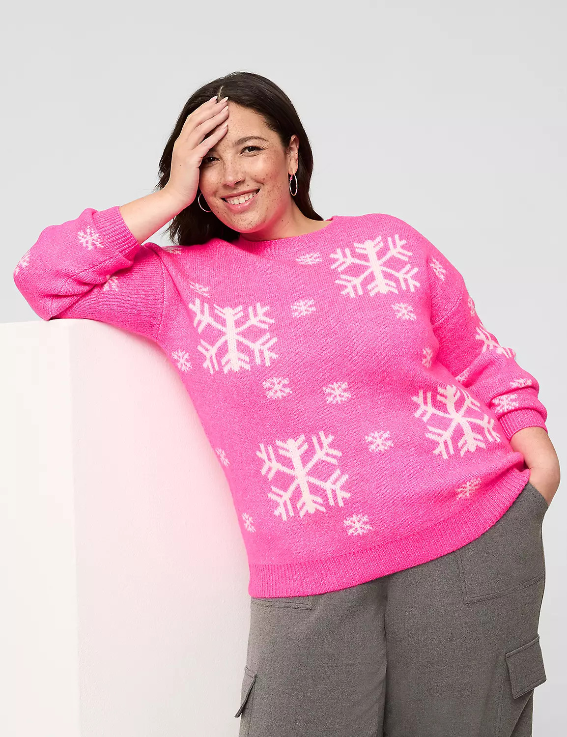 Crew-Neck Snowflake Sweater | Lane Bryant (US)