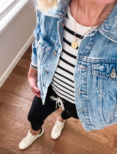 Long sleeve shirt XS

Jean jacket size M

Joggers size S

Sneakers true to size 





Fall outfit , jean jacket , joggers , old navy , vuori , Nordstrom finds , amazon fashion , sneakers , white sneakers #ltkstyletip #ltkshoecrush casual outfit , weekend outfit , Fall 

#LTKSeasonal #LTKunder50 #LTKtravel