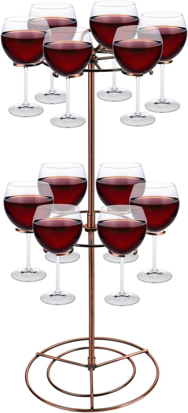 Champagne Tower, 2 Tiers 12 Holders Champagne Tower Stand Metal Cocktail Tree Stand Wine Glass Dr... | Amazon (US)