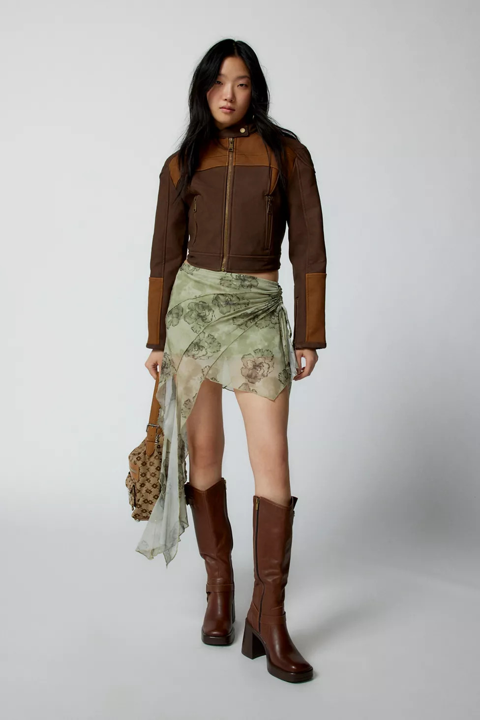 UO Charlie Mesh Asymmetrical Mini Skirt | Urban Outfitters (US and RoW)