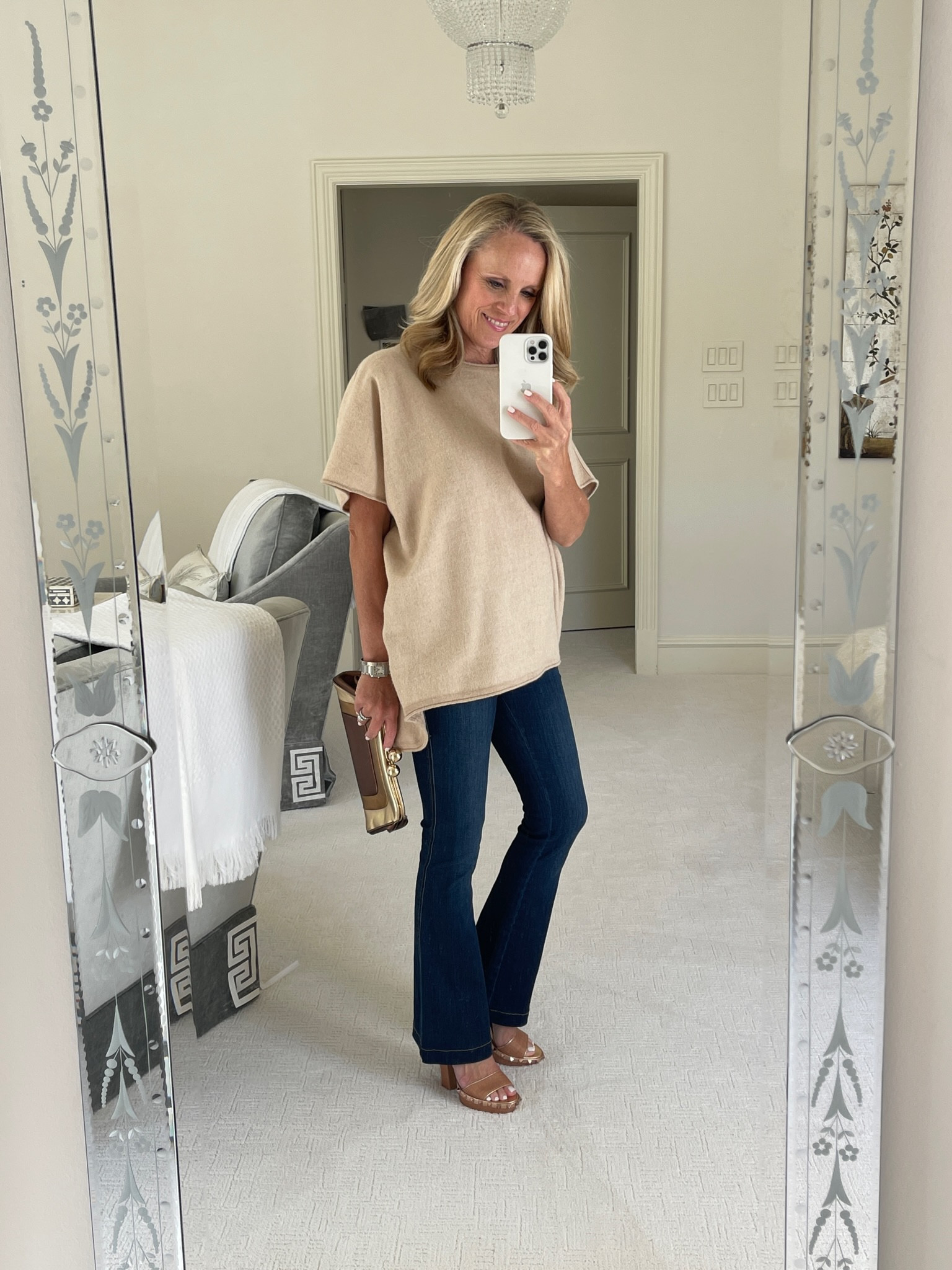 Tan short sleeve sweater 
