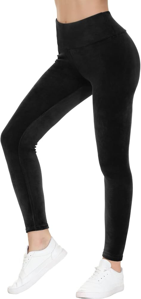 COZZIPLUS Women Velour Legging- High Waisted Buttery Soft Velvet Stretchy Legging | Amazon (US)