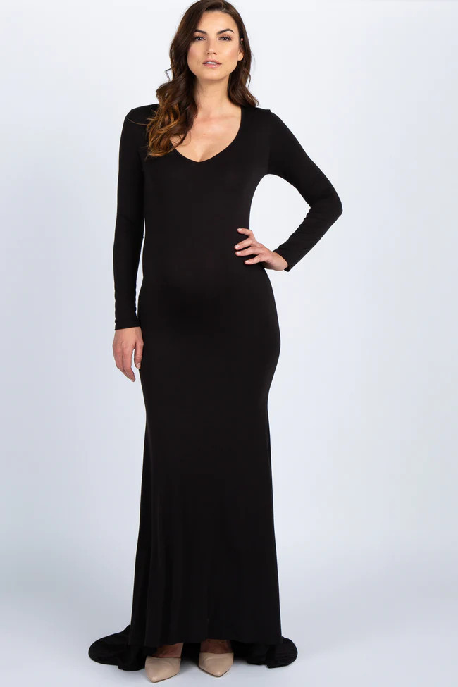 PinkBlush Black Long Sleeve Photoshoot Maternity Gown/Dress | PinkBlush Maternity
