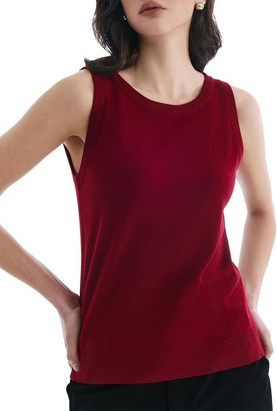 Women's Sleeveless Casual Summer Sweaters Crew Neck Loose Fit Tank Top Lightweight 2026 Tops for ... | Amazon (US)