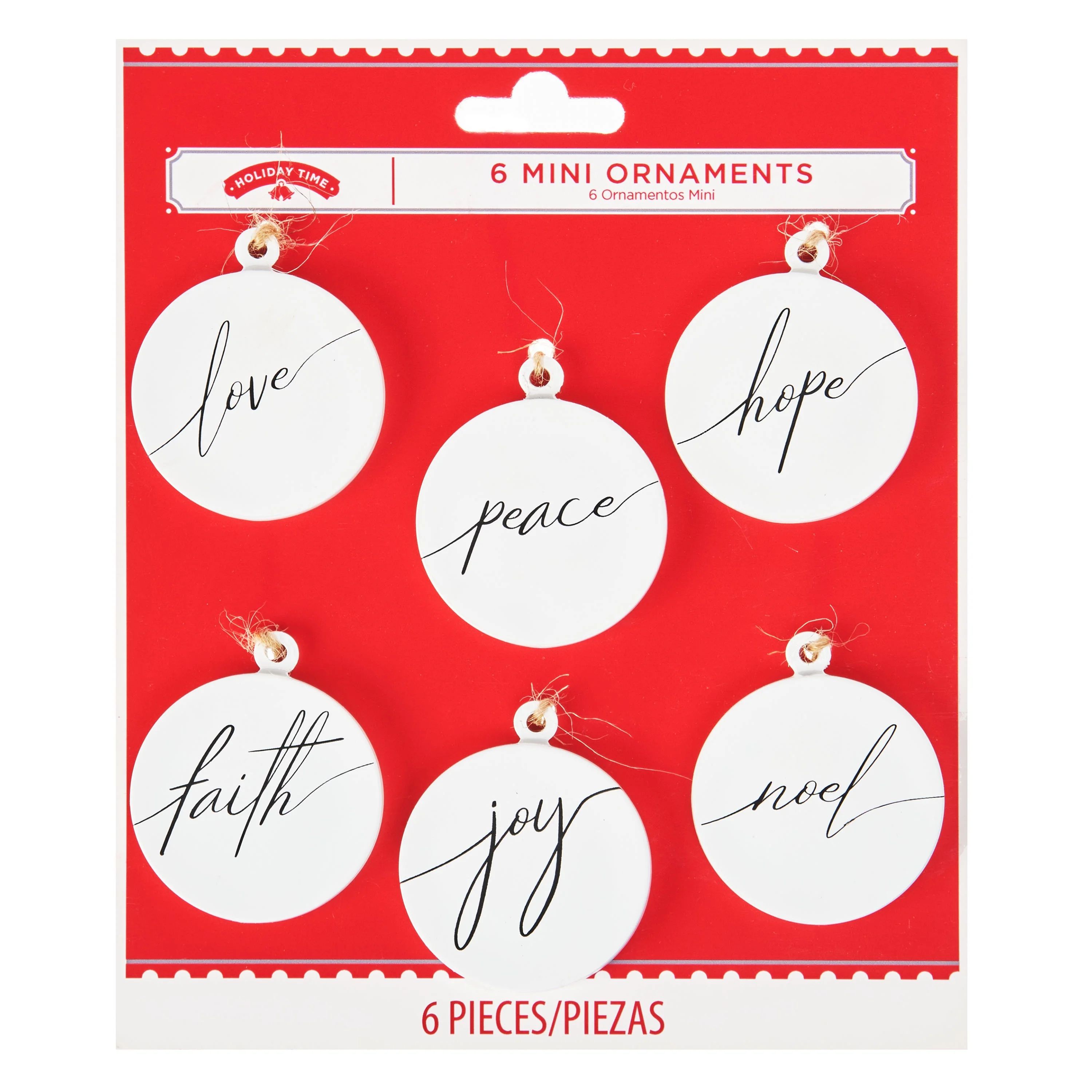 Holiday Time Bisque Word Ornaments, 6.13", 4 Count - Walmart.com | Walmart (US)
