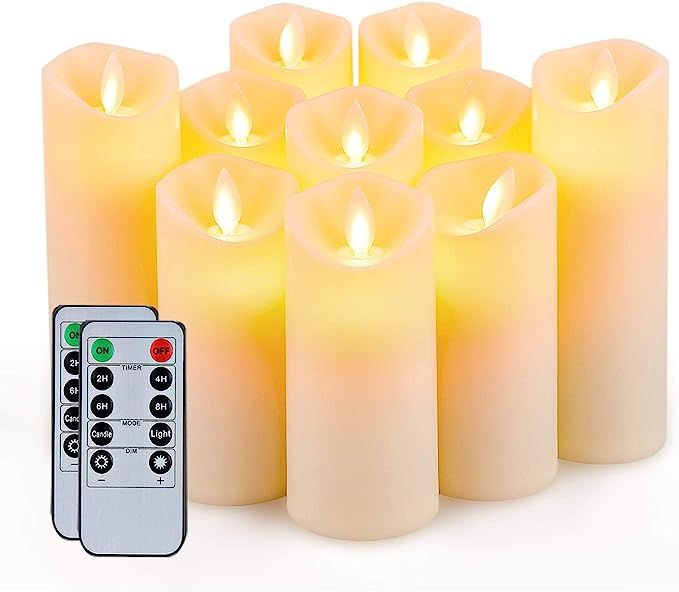 Amazon.com: 5plots 10 PCS Flickering Flameless Candles, Moving Flame, Battery Operated LED Pillar... | Amazon (US)