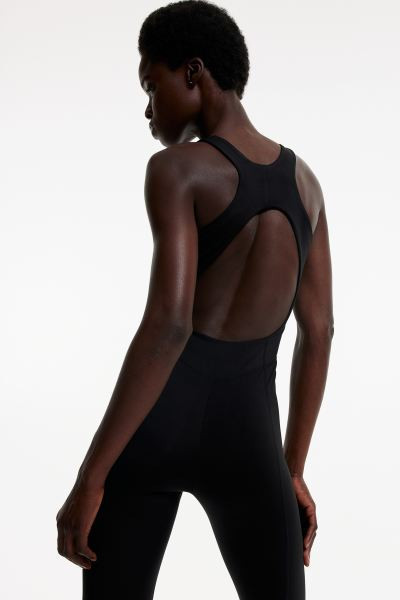 DryMove™ Open-back sports unitard - Black - Ladies | H&M GB | H&M (UK, MY, IN, SG, PH, TW, HK)
