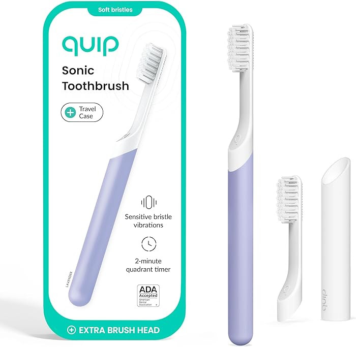 quip Sonic Toothbrush for Adults with Timer - Includes Extra Brush Head and Travel Cover Mount - ... | Amazon (US)