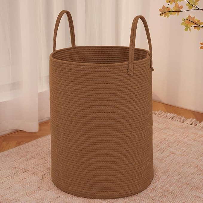 Large Woven Laundry Basket Hamper,60L Cotton Rope Storage Bin for Blankets,Toys and Clothes,Decor... | Amazon (US)