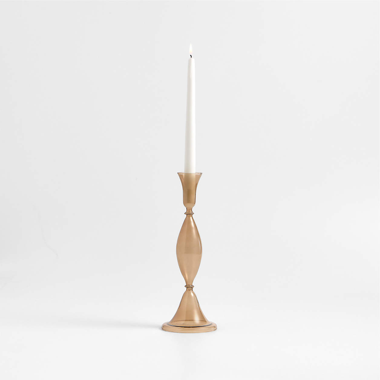 Milano Large Amber Glass Taper Candle Holder 12.5" + Reviews | Crate & Barrel | Crate & Barrel