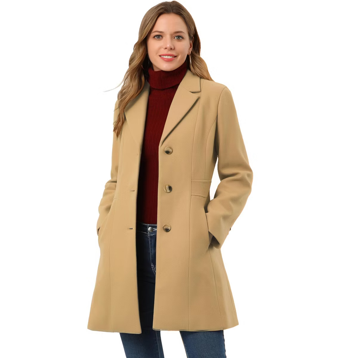 Allegra K Women's Single Breasted Notched Lapel Long Winter Coats | Target