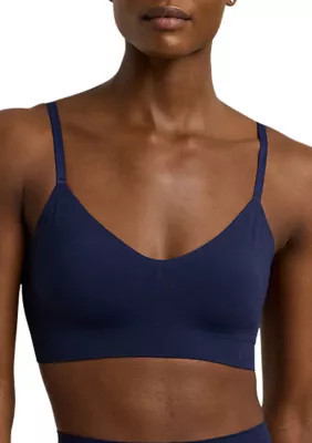 Lauren Ralph Lauren Women's Luxe Smoothing Wireless Bralette, Navy Blue, Large | Belk