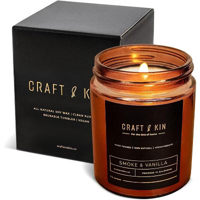 Craft & Kin Smoke & Vanilla Candle Scented Candle 8oz 45 Burning Hour | Target