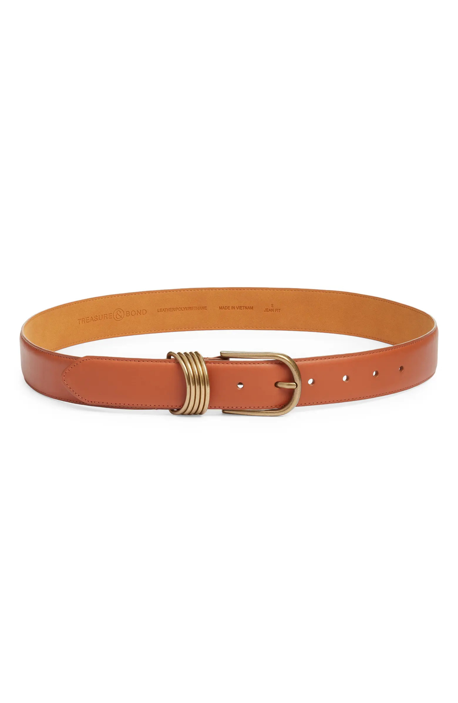 Parker Brass Hoop Leather Belt | Nordstrom