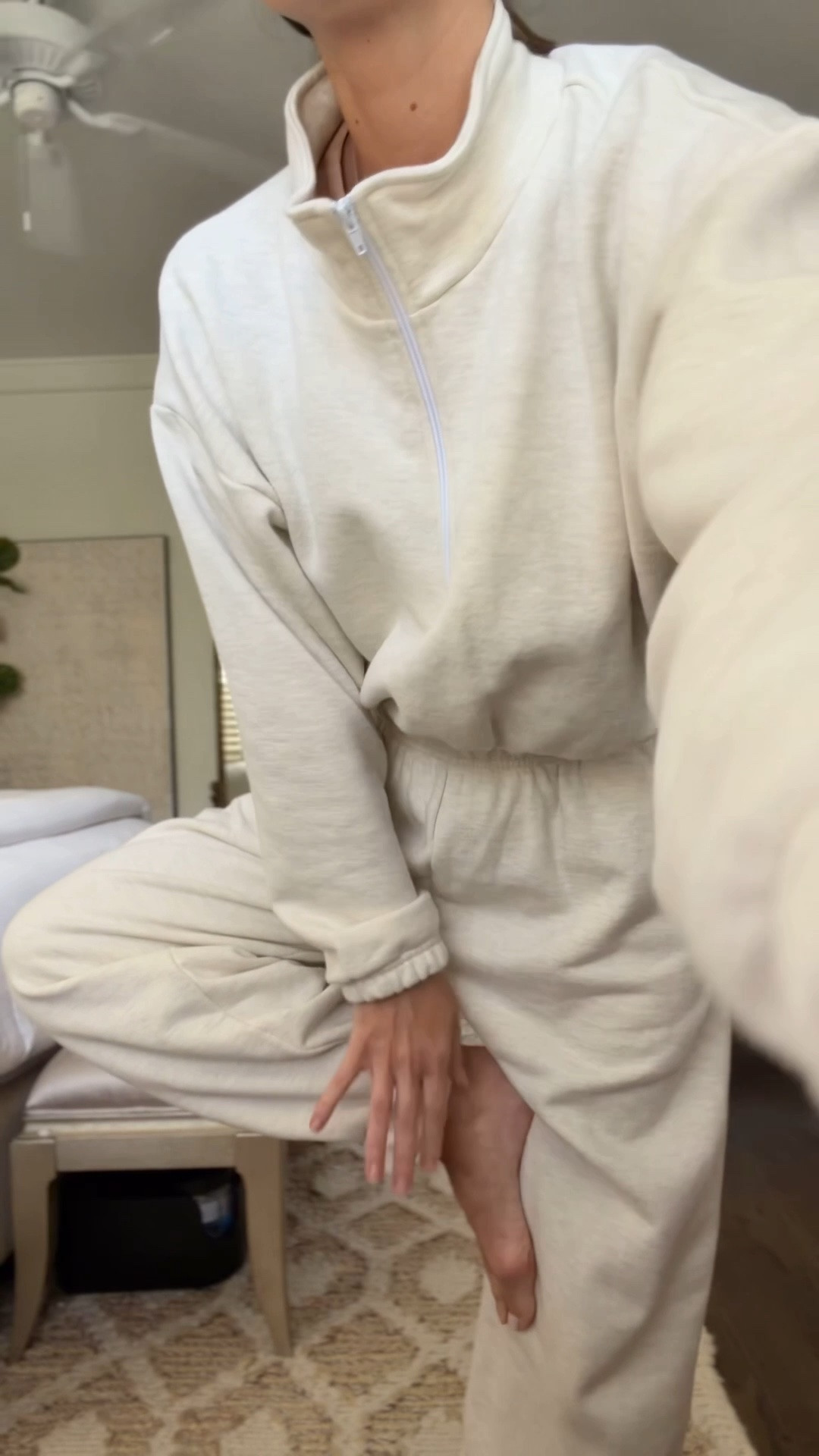 Coziest sweatsuit ever - I sized up one size for a baggy fit!