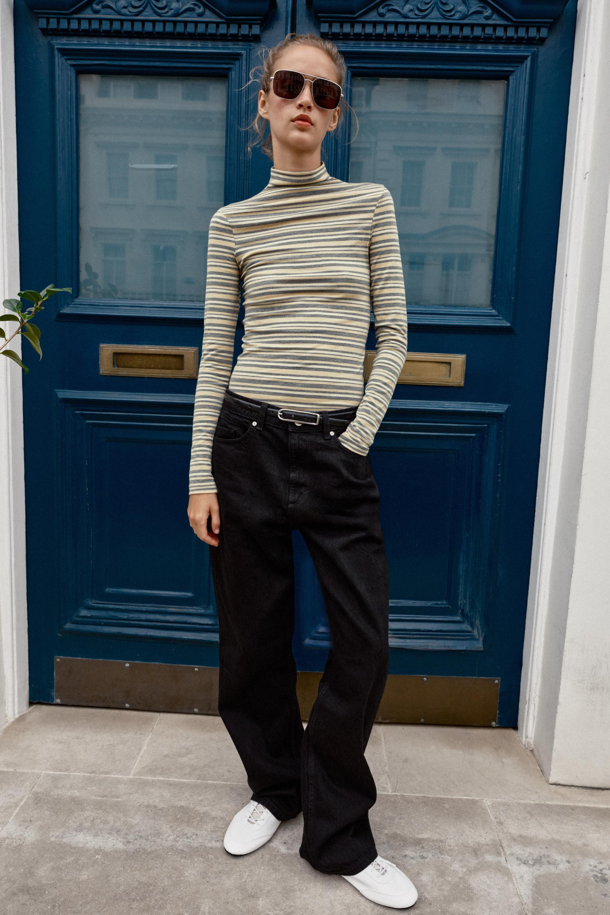 STRIPED MOCK NECK T-SHIRT | Zara US