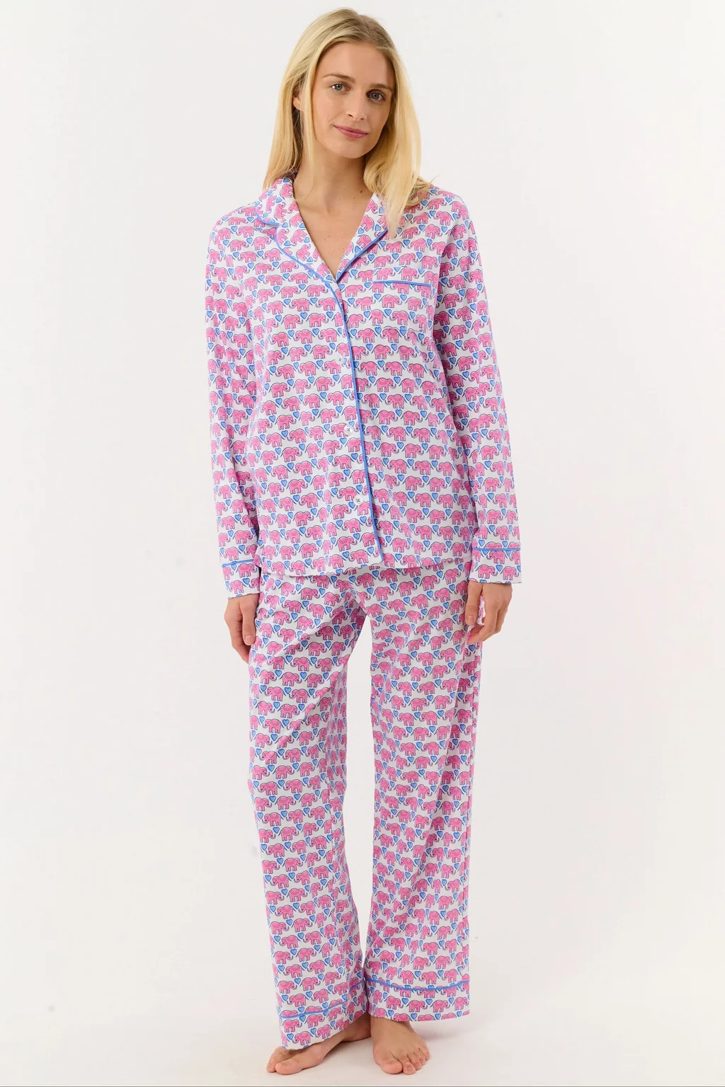 Hathi Hearts Long Sleeve Polo Pajamas | Roller Rabbit
