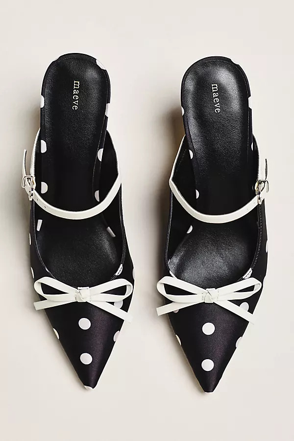 Bow Kitten-Heel Mules | Anthropologie (US)