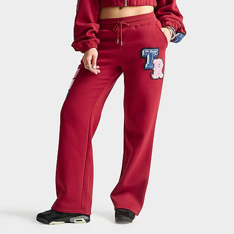 True Religion Women's Crystal Patch Jogger Pants in Red Dahlia Size: XS | Finish Line (US)