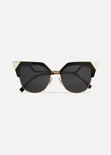 Fendi - Iridia Cat-eye Gold-tone And Acetate Sunglasses - Black | NET-A-PORTER (US)