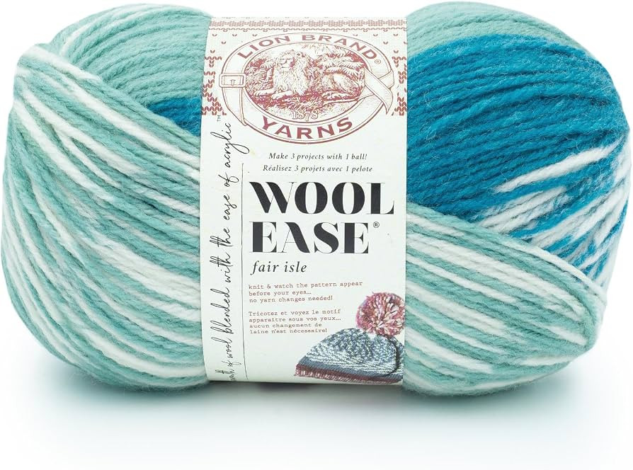 Lion Brand Yarn Wool Ease Fair Isle Yarn, 1 Pack, Light Aqua/Turquoise | Amazon (US)