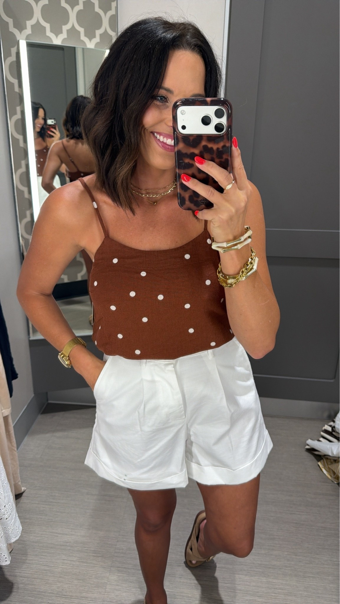🤎🤍 The polka dot cami and white shorts are both ON SALE at Target, making this an easy summer outfit that looks way more expensive than it is. Perfect for brunch, vacation, or everyday errands!

Size XS
5’3” for reference

#targetstyle #targetfinds #targetfashion #targetsale #summerstyle #affordablefashion #budgetfashion #ltkstyle #neutraloutfit