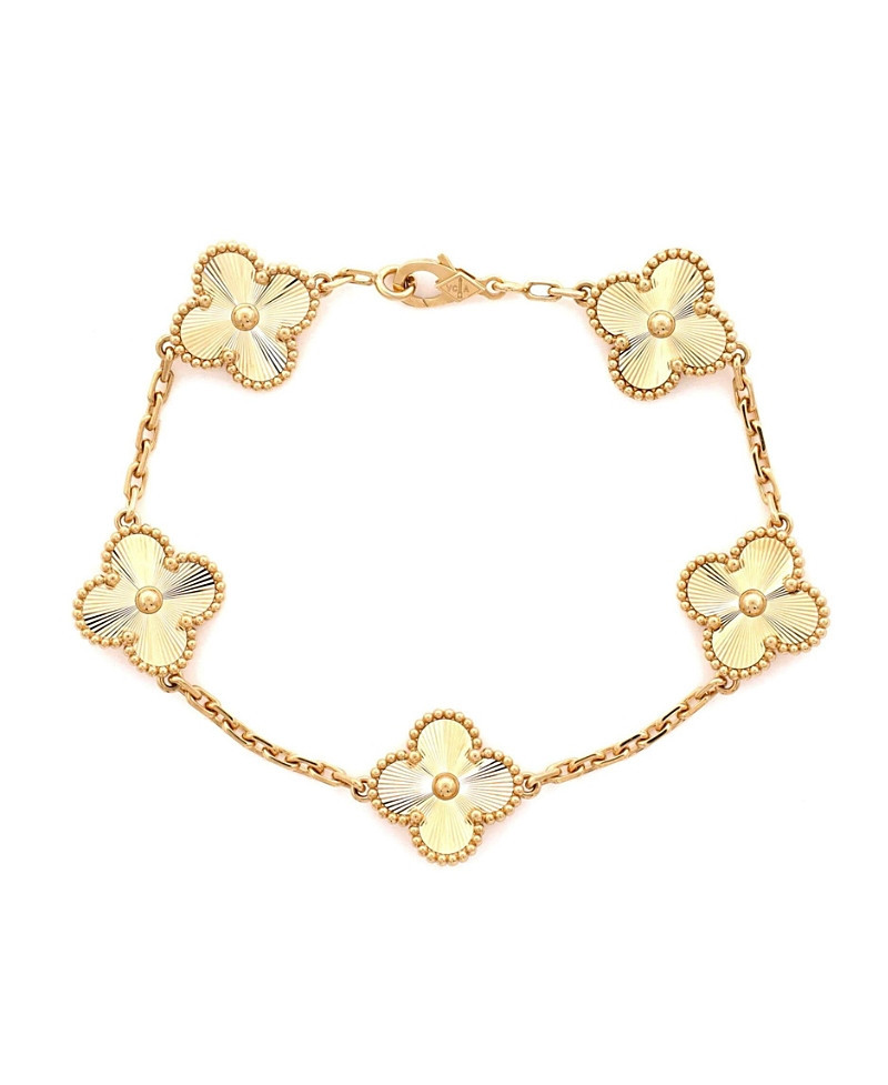 Pre-Owned Van Cleef & Arpels Vintage Alhambra 5 Motifs Bracelet Guilloche 18K Gold | Bloomingdale's (US)