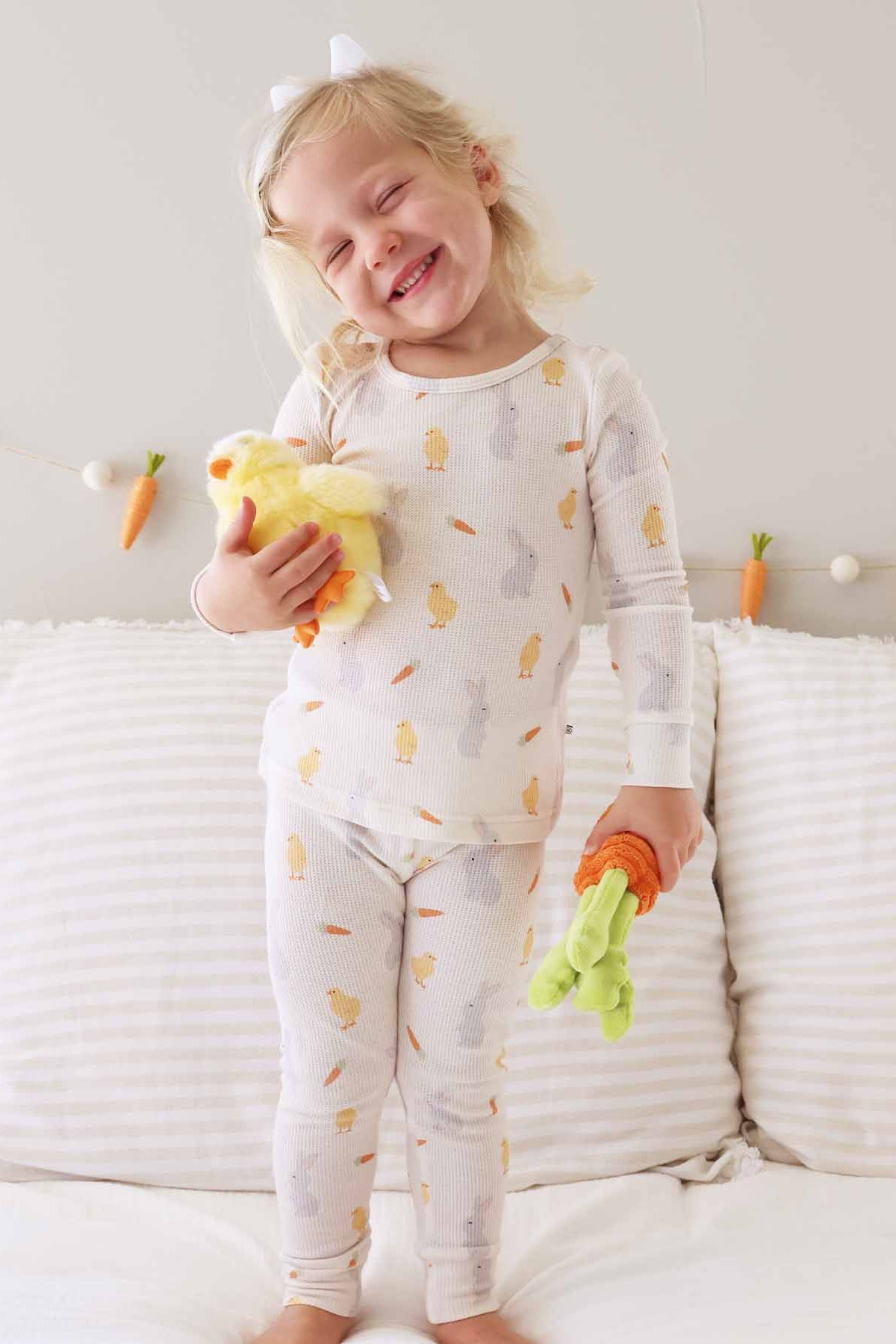 Sweet Peep Bamboo Waffle Two Piece Pajama Set | Caden Lane