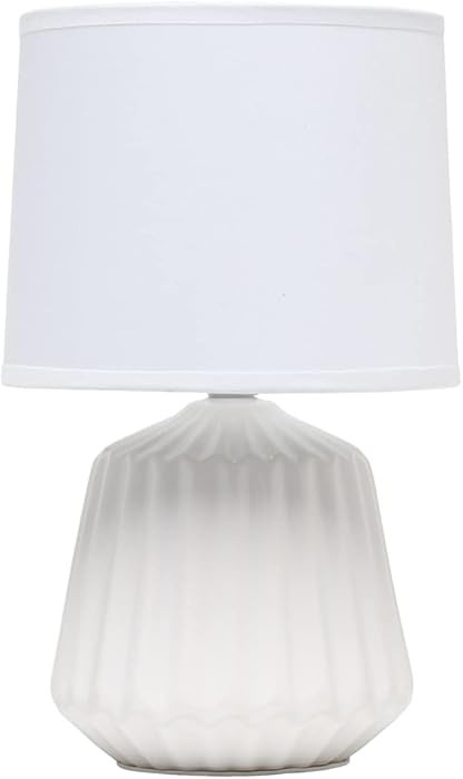 Simple Designs LT1120-OFF Petite Mini Pleated English Ceramic Base Table Lamp, Off White | Amazon (US)