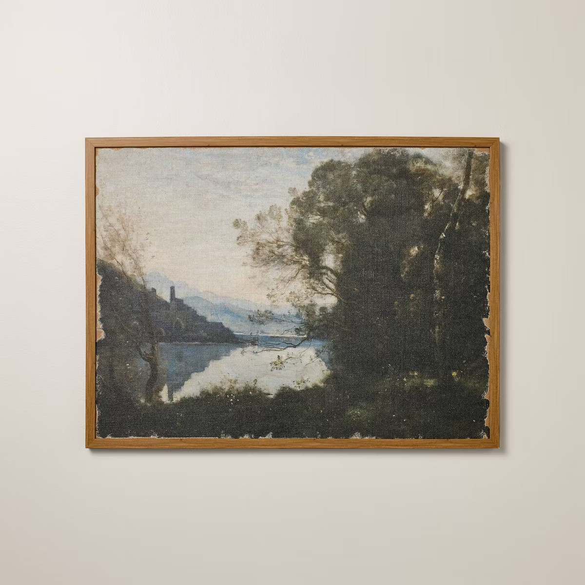 24"x32" Horizontal Landscape Lake Burlap Framed Wall Art - Hearth & Hand™ with Magnolia | Target