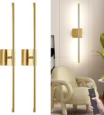 31.5 Inch Battery Operated Wall Sconce Set of Two, 8000mAh USB Rechargeable Wall Sconce with Remo... | Amazon (US)
