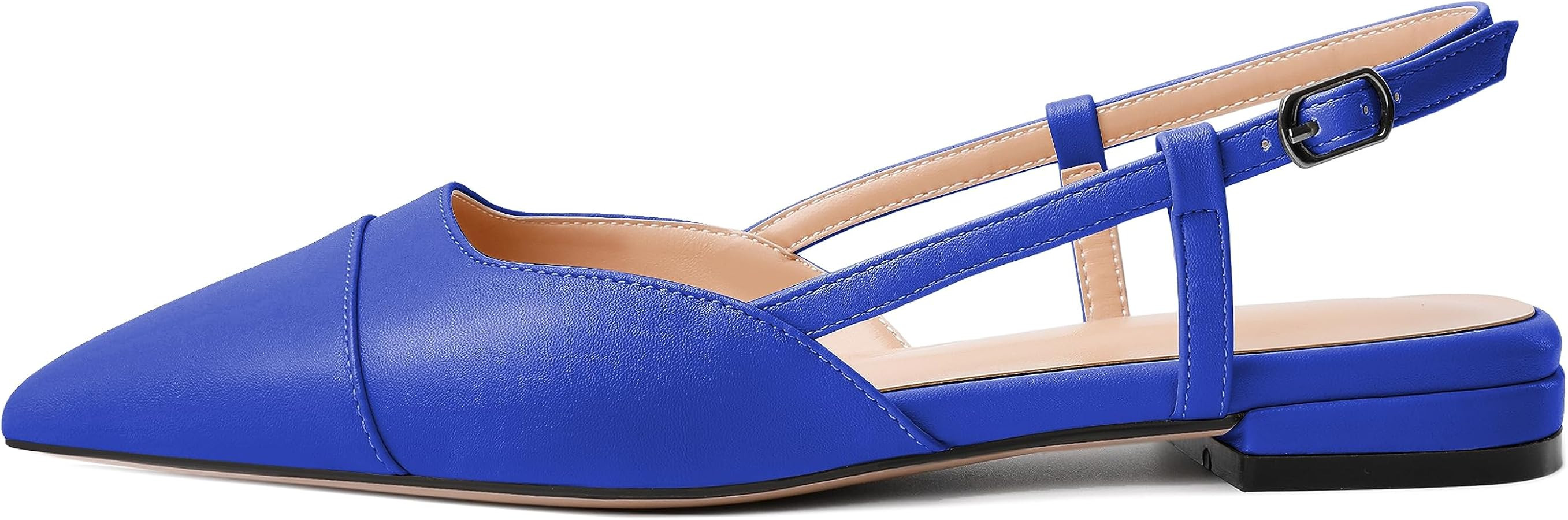 Soireelady Women's Slingback Flats, Closed Pointed Toe 2CM Ballet Flats, Cap Toe Comfortable Casu... | Amazon (US)
