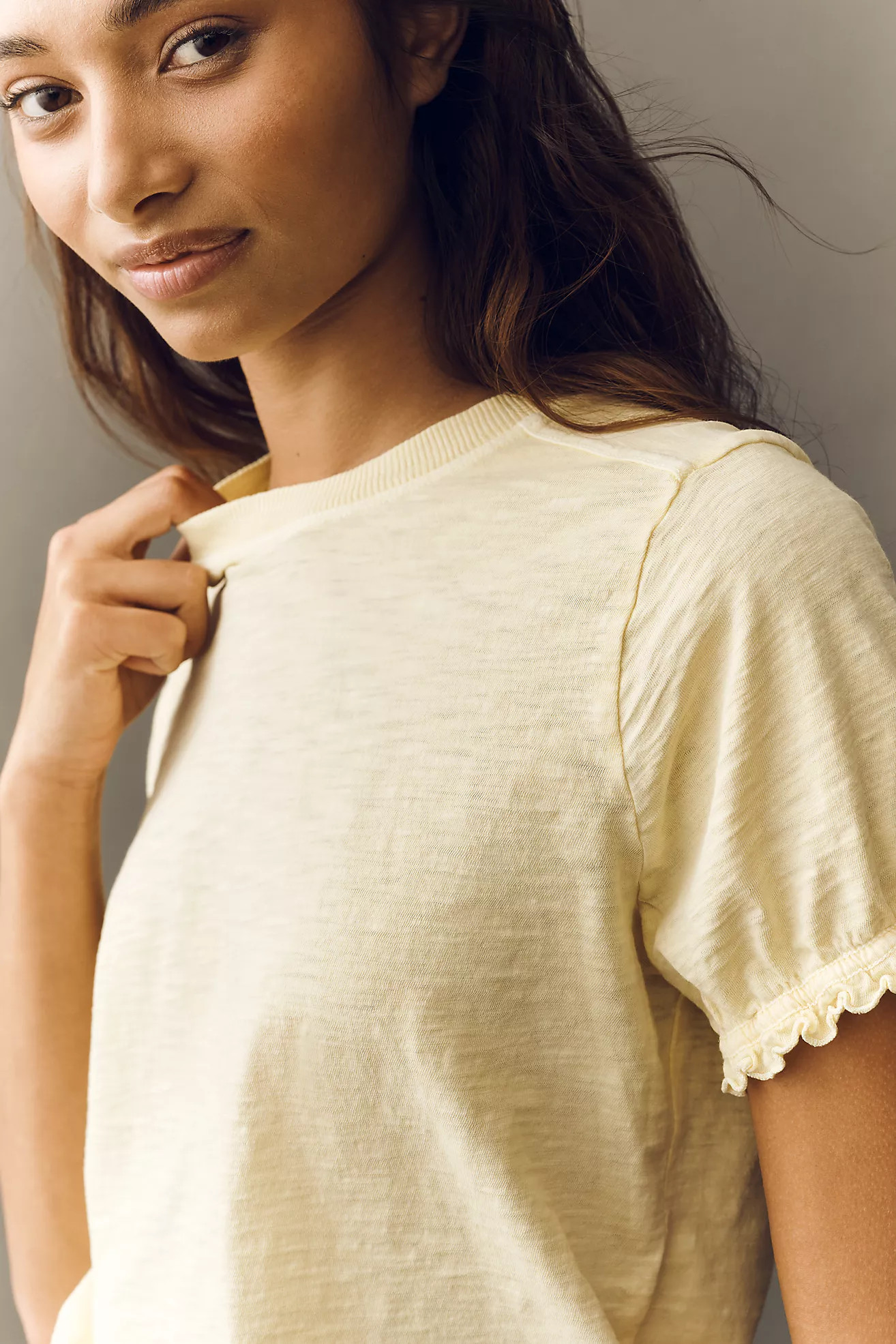 Pilcro Bennie Cotton Slim Puff Sleeve Tee | Anthropologie (US)