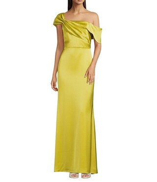 Jenni One Shoulder Asymmetrical Satin Gown | Dillard's