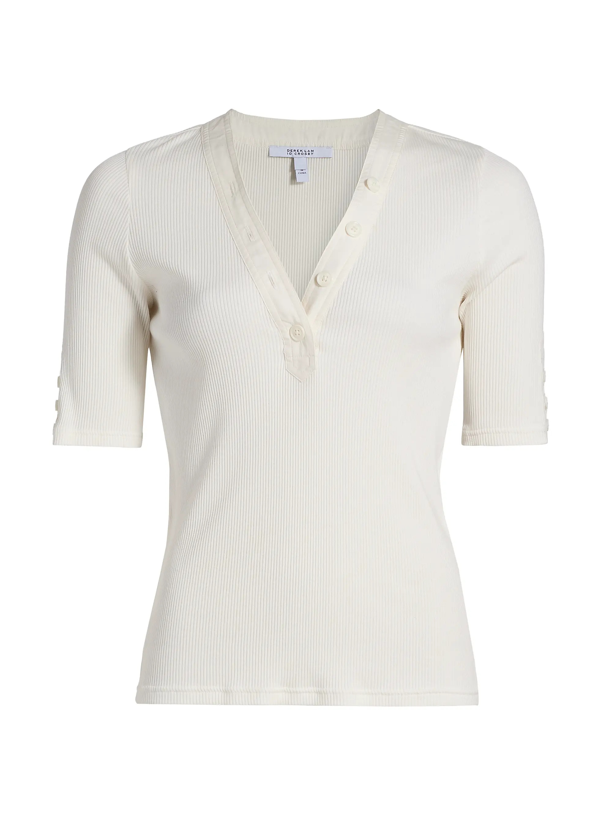 Adrian V-Neck Ribbed T-Shirt | Saks Fifth Avenue