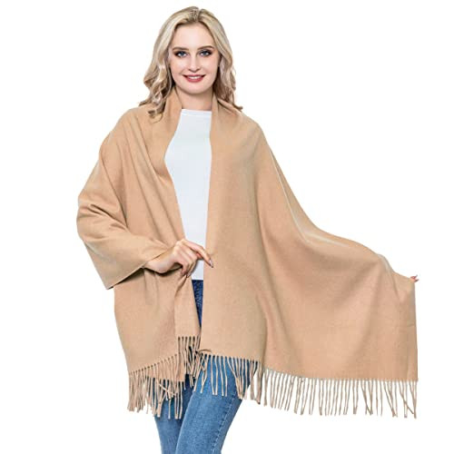 Cashmere Shawls and Wraps for Women, Winter Soft Thick Warm Camel Wool Pashmina Cashmere Scarfs for Wedding Evening (Camel) | Amazon (US)