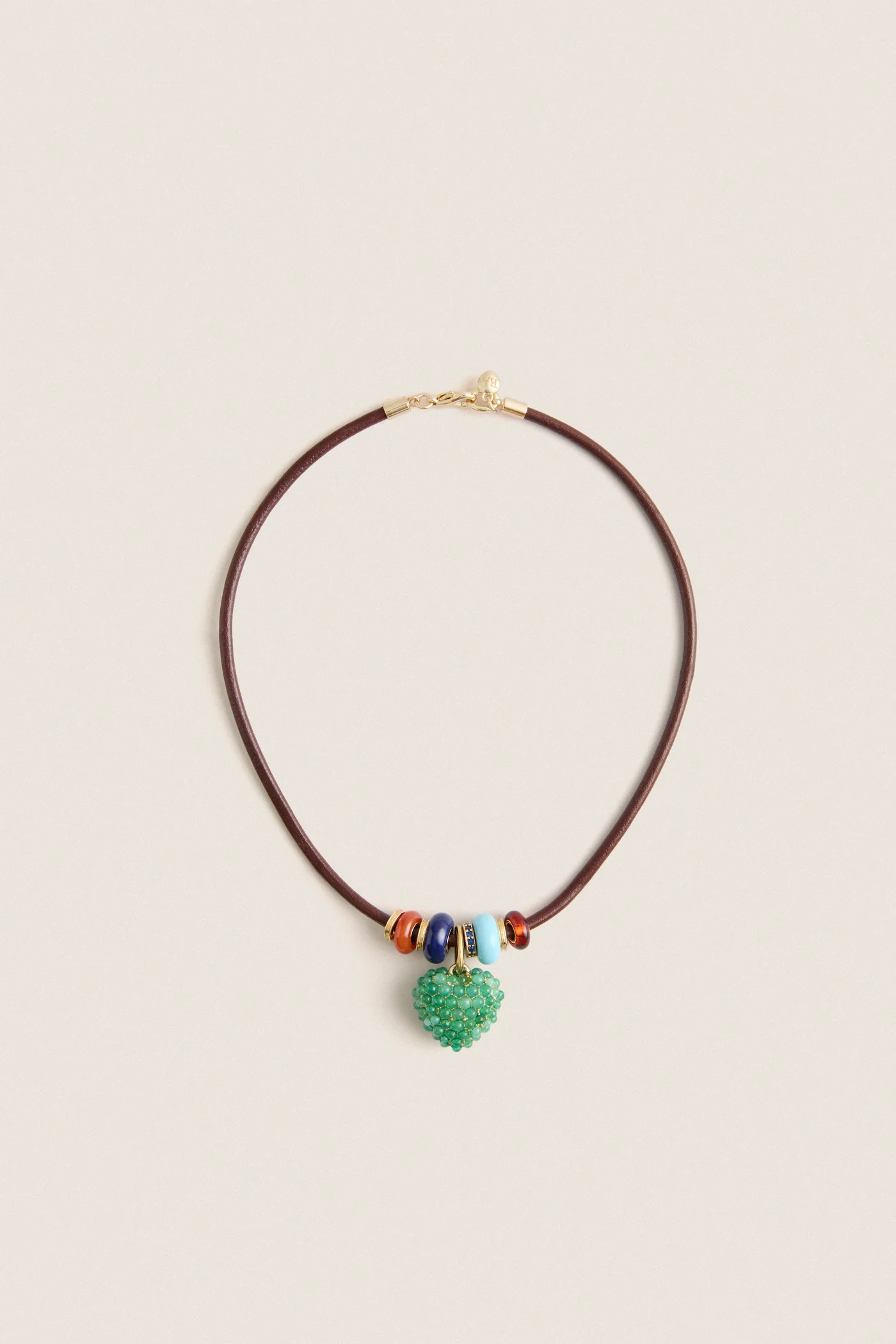 Gold, Cognac and Multi Semi Sliders on Leather Cord Necklace | Tuckernuck (US)