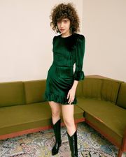 The Royal Velvet Mini Dress & Reviews - Dark Green - Dresses | RIHOAS | rihoas.com