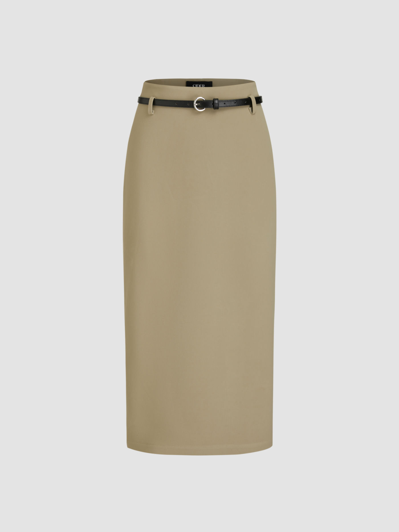 Jersey Mid Rise Split Maxi Skirt With Belt For Work | Cider
