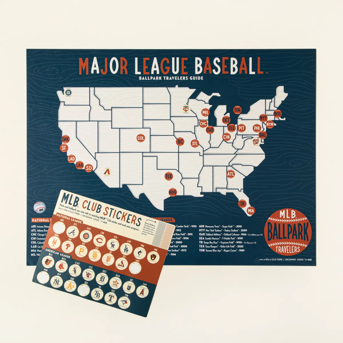 MLB Ballpark Traveler's Map | UncommonGoods