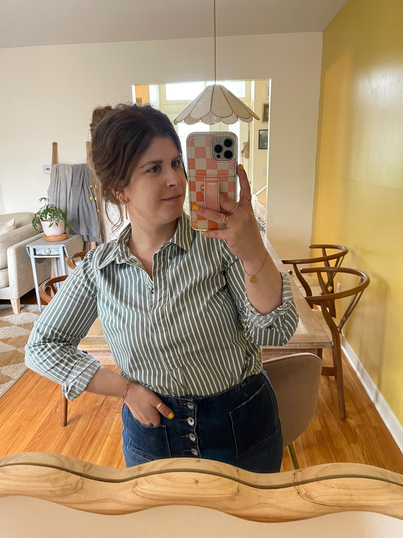 Love this sage striped shirt. Half way down buttons. Perfect to tuck into denim!



#LTKstyletip #LTKSeasonal #LTKfindsunder100