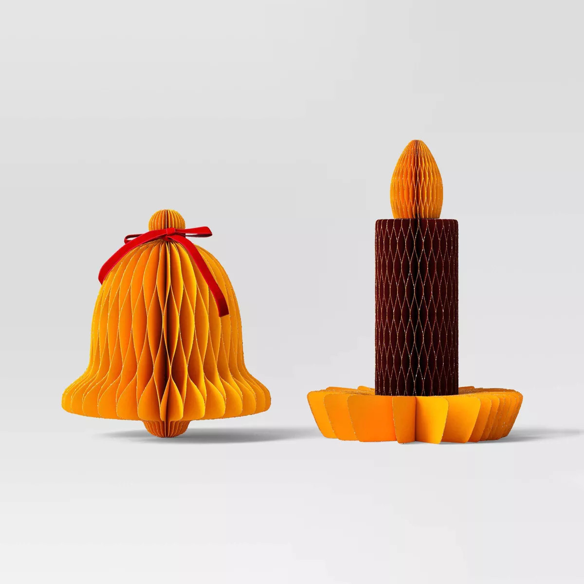 2pc Paper Honeycomb Candle and Bell Christmas Figurine Set - Wondershop™ | Target